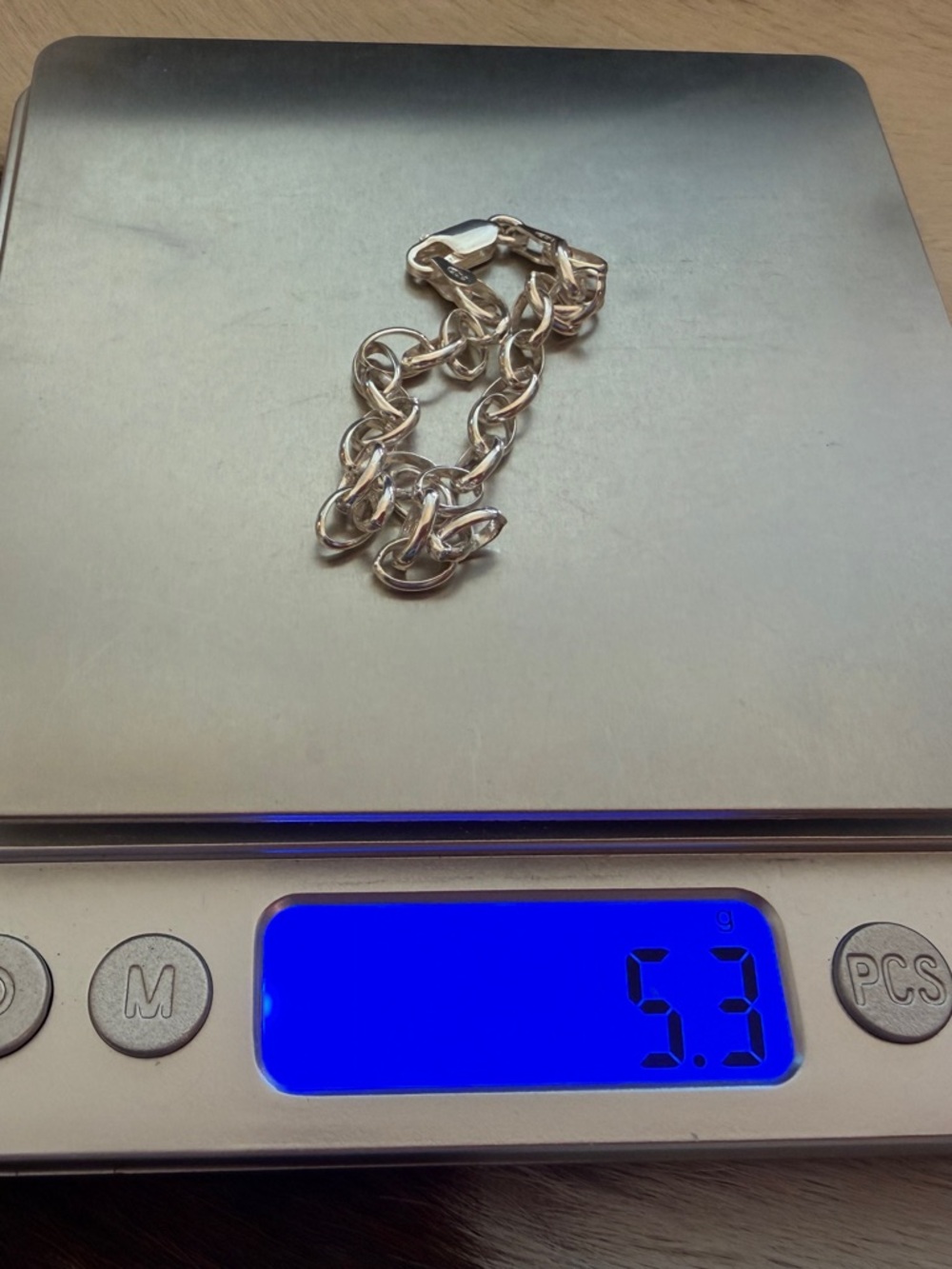 ❤️ Italian Sterling Silver 5mm Oval Rolo Link Charm Stacker 5.3G Bracelet 7.75”L - Picture 8 of 9